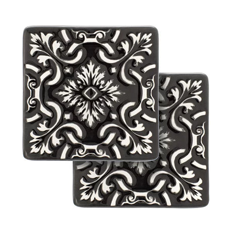 Portuguese Treasures Ceramic Coasters Azulejo Black - Set of 2