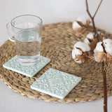 Portuguese Treasures Azulejo Ceramic Coasters Mint Green - Set of 2