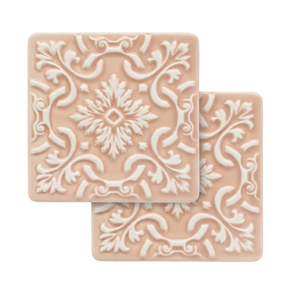 Portuguese Treasures Azulejo Ceramic Coasters Pink - Set of 2