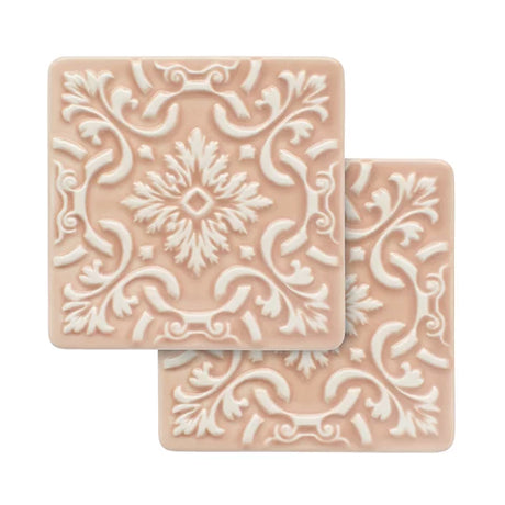 Portuguese Treasures Azulejo Ceramic Coasters Pink - Set of 2
