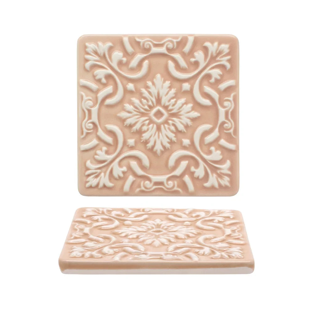 Portuguese Treasures Azulejo Ceramic Coasters Pink - Set of 2