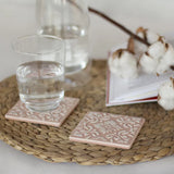 Portuguese Treasures Azulejo Ceramic Coasters Pink - Set of 2