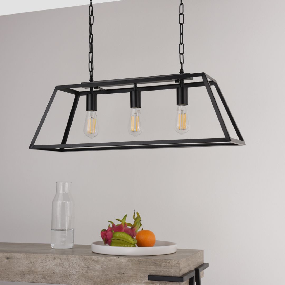Pagazzi Charley 3 Light Matte Black Ceiling Pendant Bar