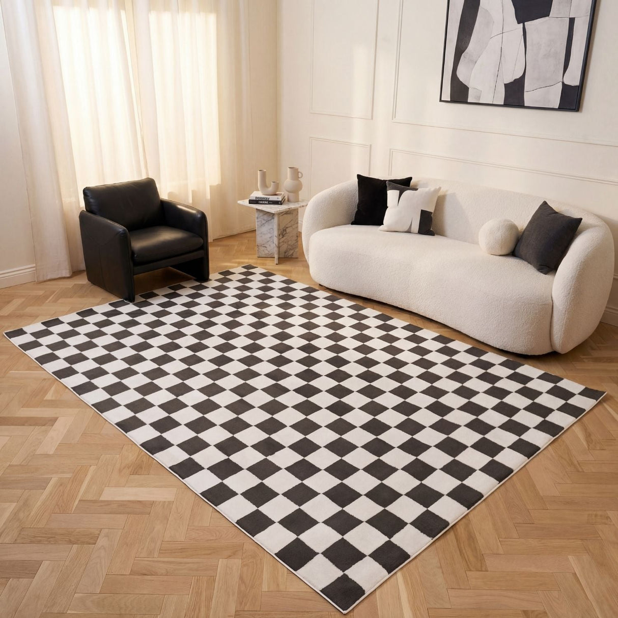 The Rugs Loft Checkerboard Dark Grey Rug