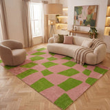 The Rugs Joli Checkered Green Pink Rug
