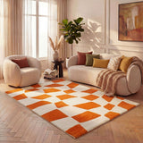 The Rugs Joli Checkered Orange White Rug