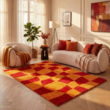 The Rugs Joli Checkered Red Orange Rug