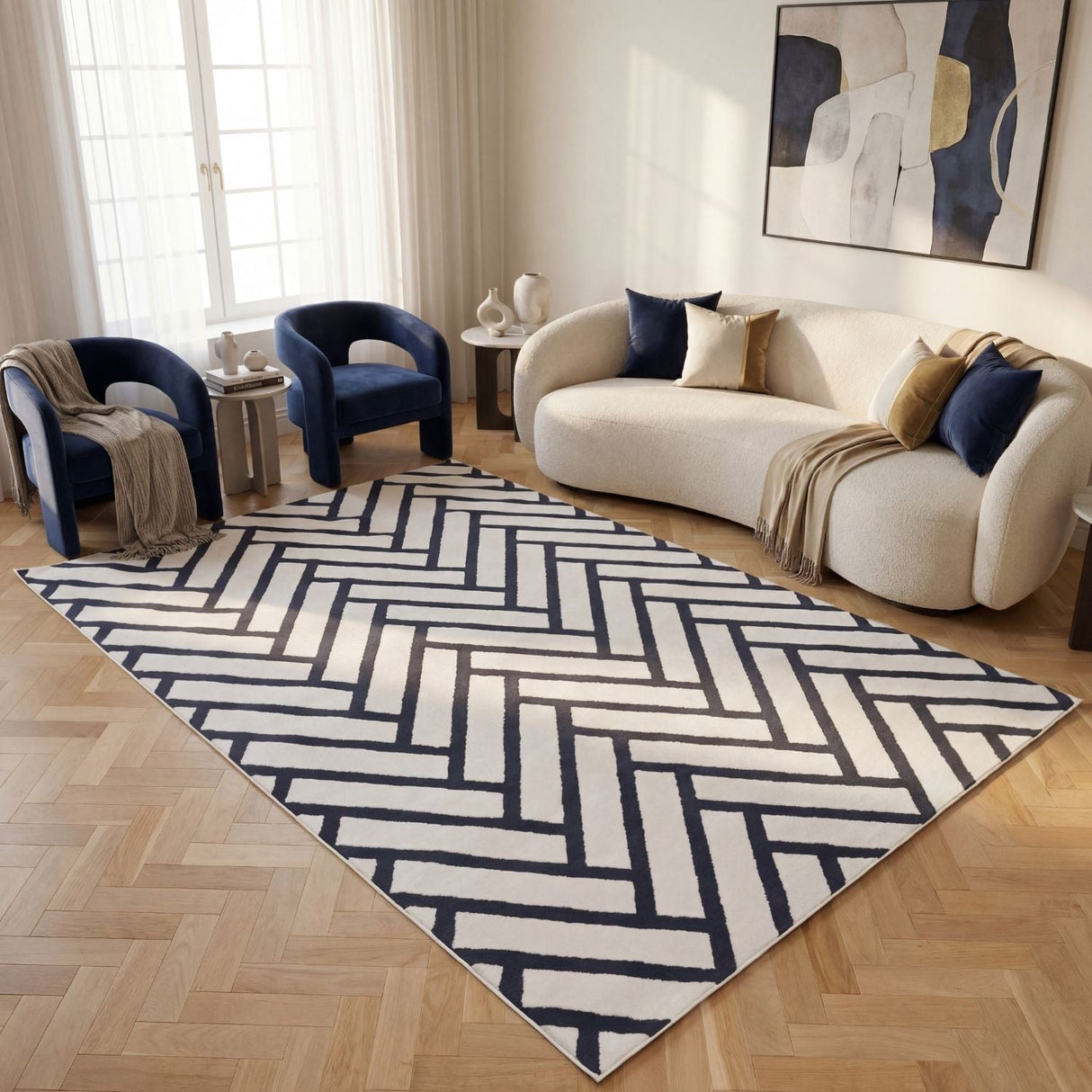 The Rugs Loft Chevron Blue Rug