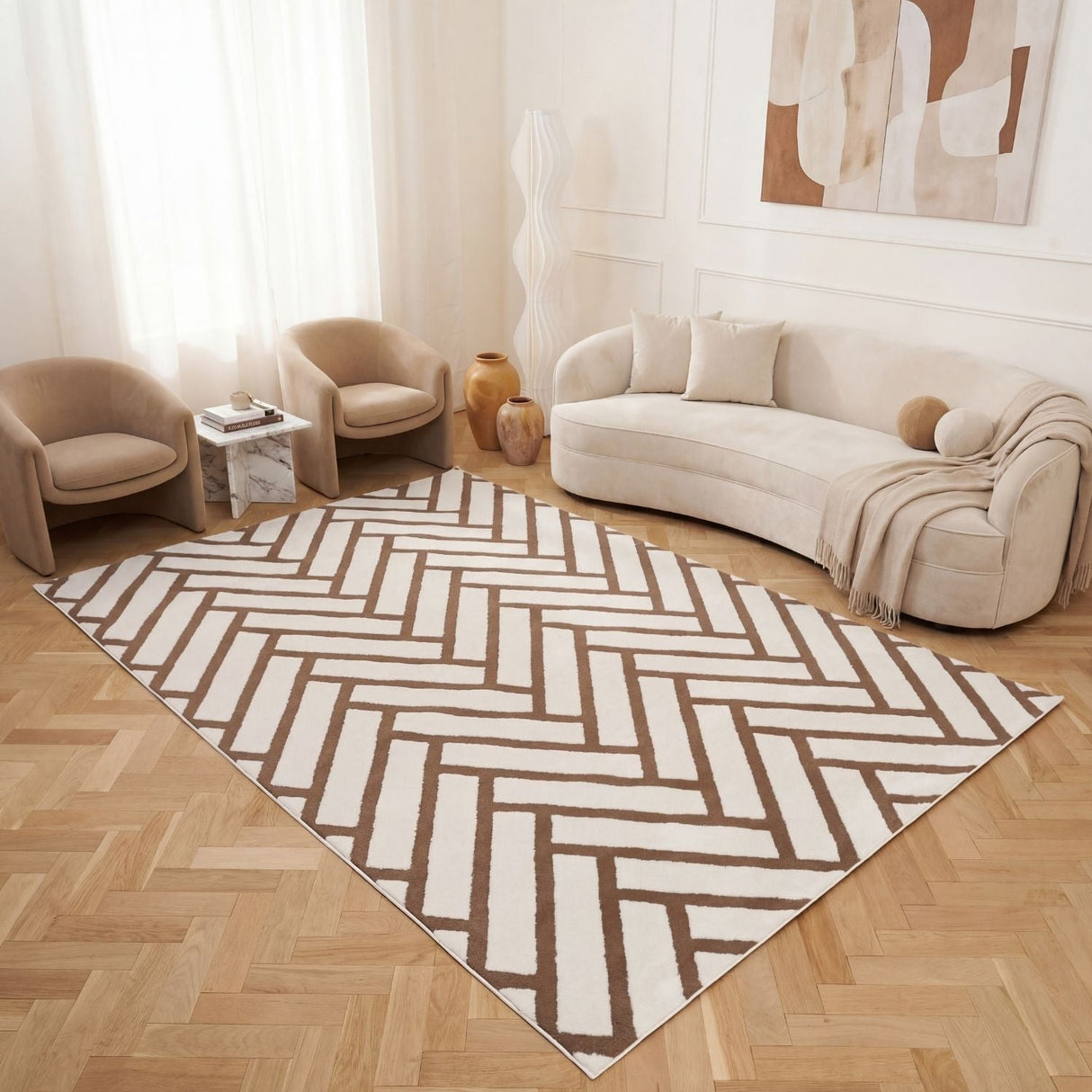 The Rugs Loft Chevron Brown Rug
