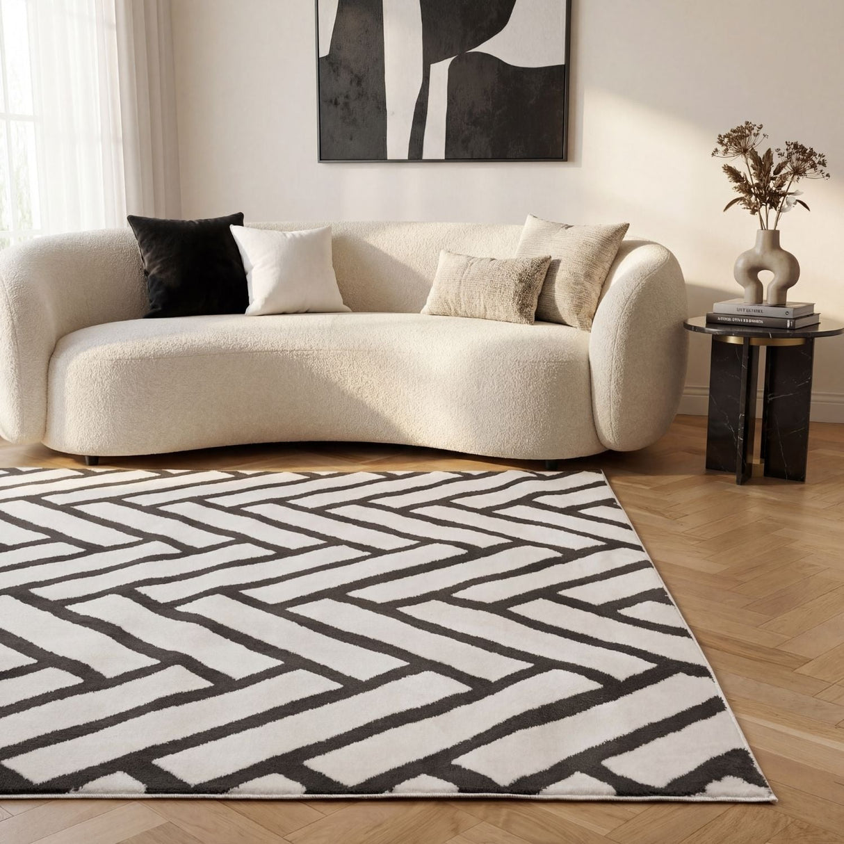 The Rugs Loft Chevron Dark Grey Rug