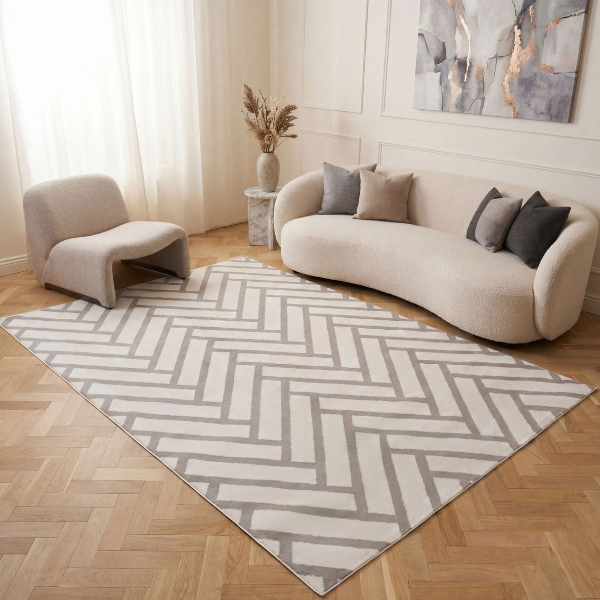 The Rugs Loft Chevron Grey Rug