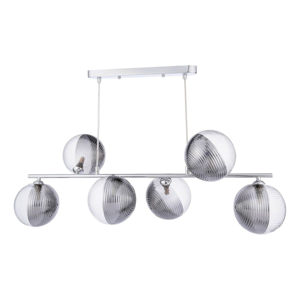 Pagazzi Claudia 6 Light Silver Glass Ceiling Pendant Bar