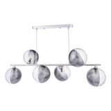 Pagazzi Claudia 6 Light Silver Glass Ceiling Pendant Bar