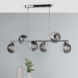 Pagazzi Claudia 6 Light Silver Glass Ceiling Pendant Bar