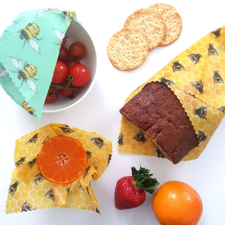 Honey Bee Good Bee Happy Beeswax Wraps - Set of 3
