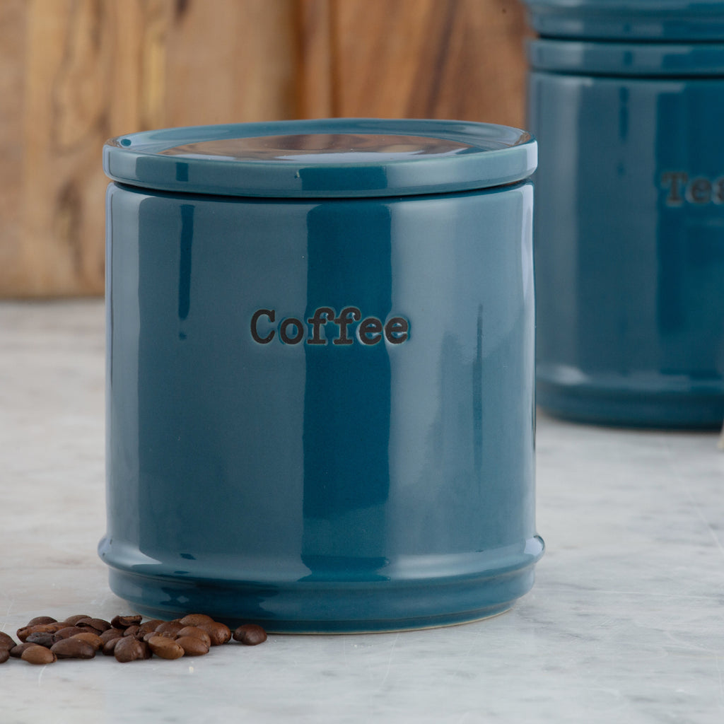 Price & Kensington Accents Ceramic Teal Tea, Coffee & Sugar Storage Jars, 750ml