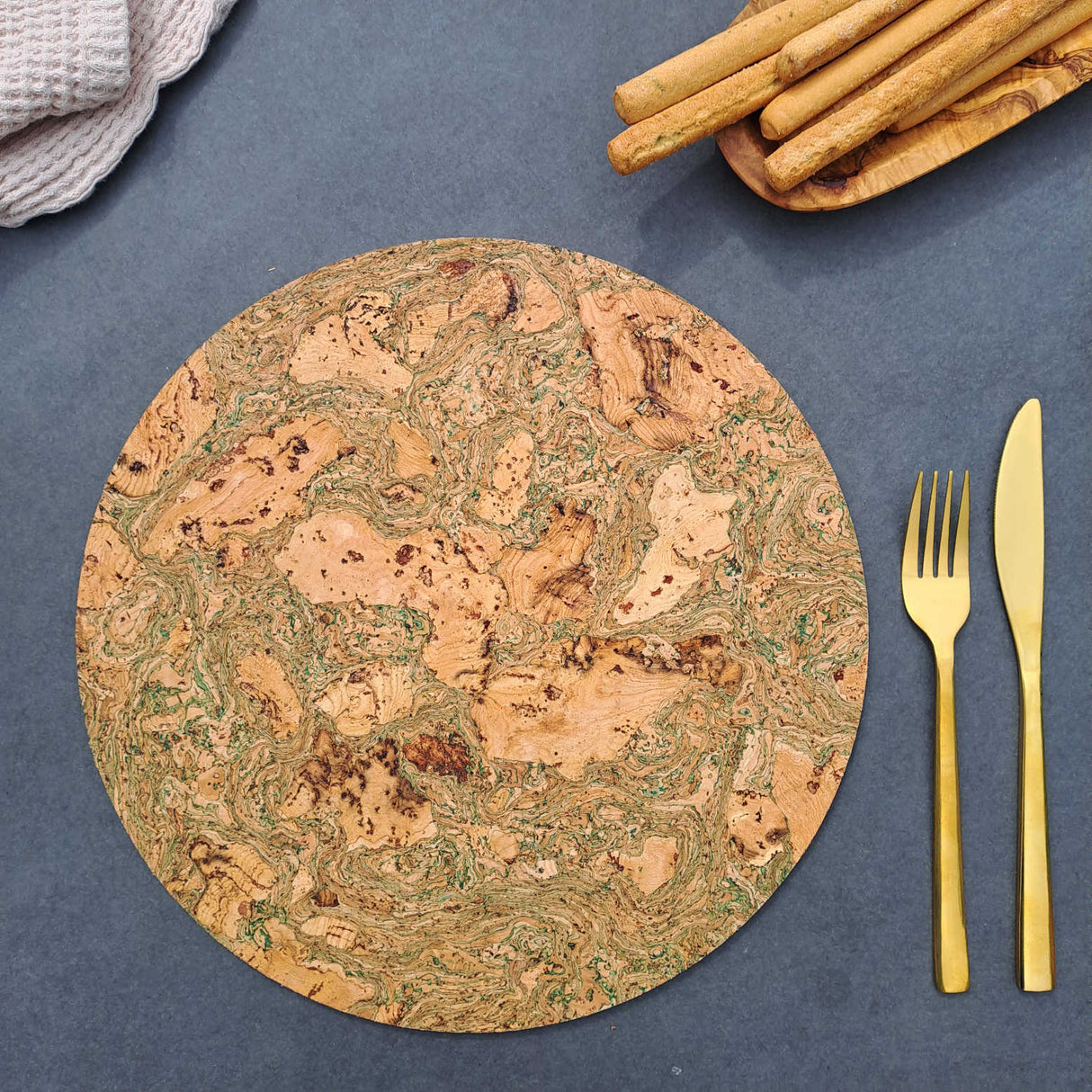 Portuguese Treasures Round Green Cork Placemats Twist