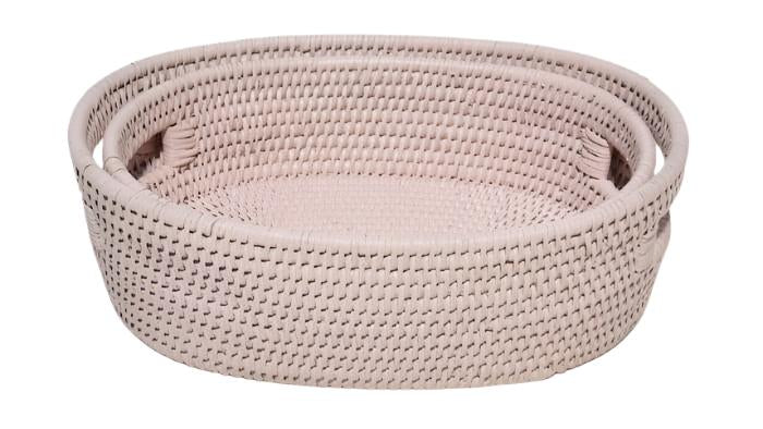 Casa by Josephine Jenno Cotswolds Oval Rattan Basket Pink - Set of 2