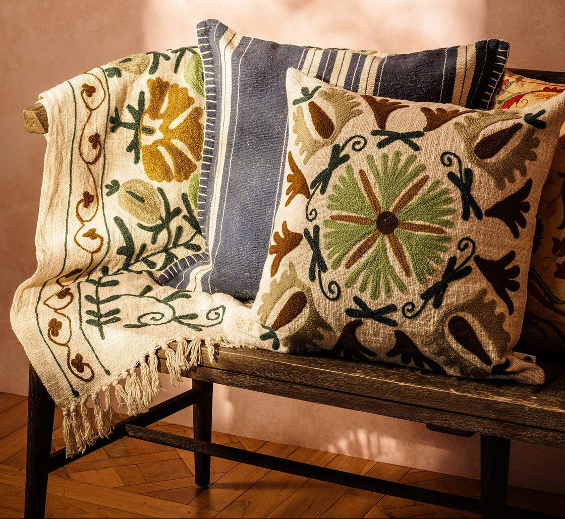 Casa by Josephine Jenno Margot Blue Striped Cushion
