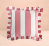Casa by Josephine Jenno Pink Candy Cabana Stripe Ruffled Cushion Cover