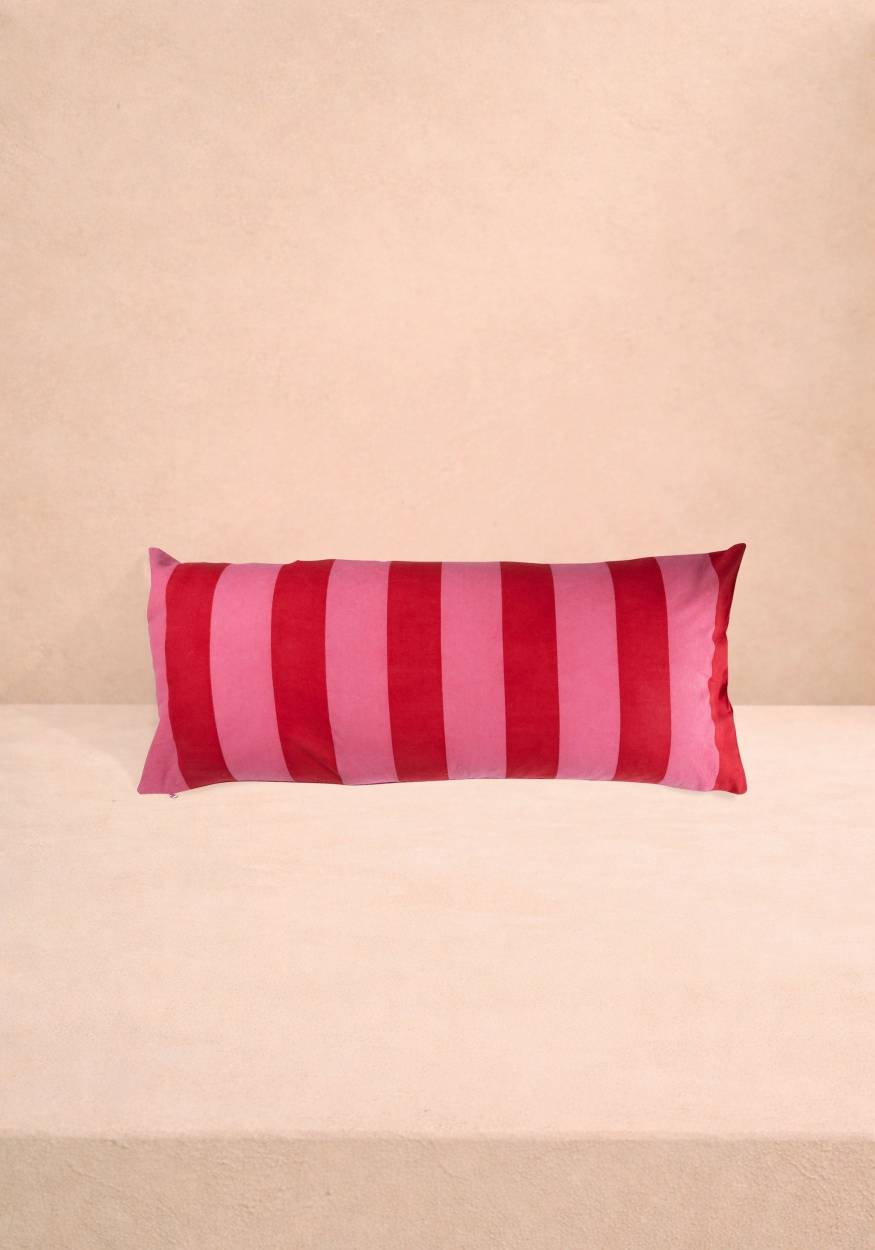 Casa by Josephine Jenno Poppy Raspberry Cabana Stripe Long Lumbar Cushion Cover