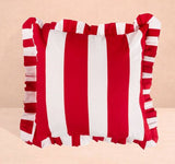 Casa by Josephine Jenno Red Cabana Stripe Ruffled Cushion Cover