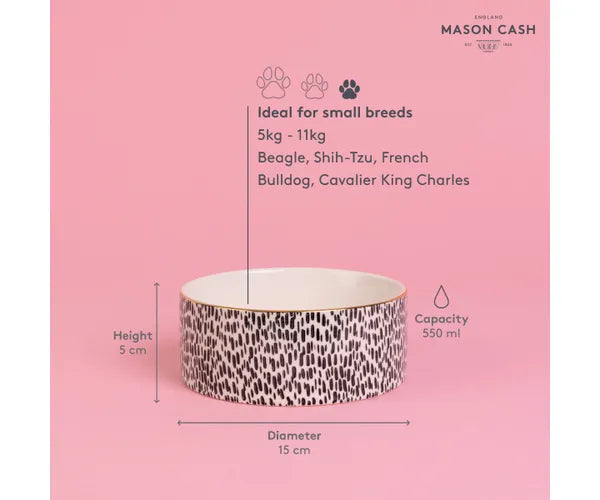 Mason Cash Splatter With Gold Rim Pet Bowl, 550ml