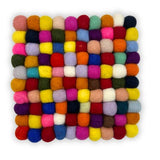 HatiNest Square Felt Ball Placemat - Multi Colour