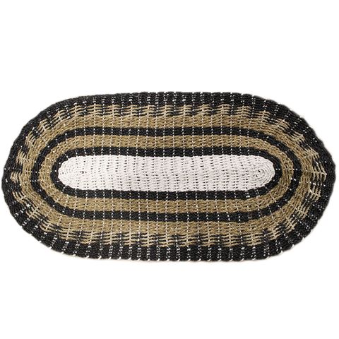 The Rugs Oval Seagrass Black White Tan Rug - 60x120cm