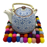 HatiNest Square Felt Ball Placemat - Multi Colour