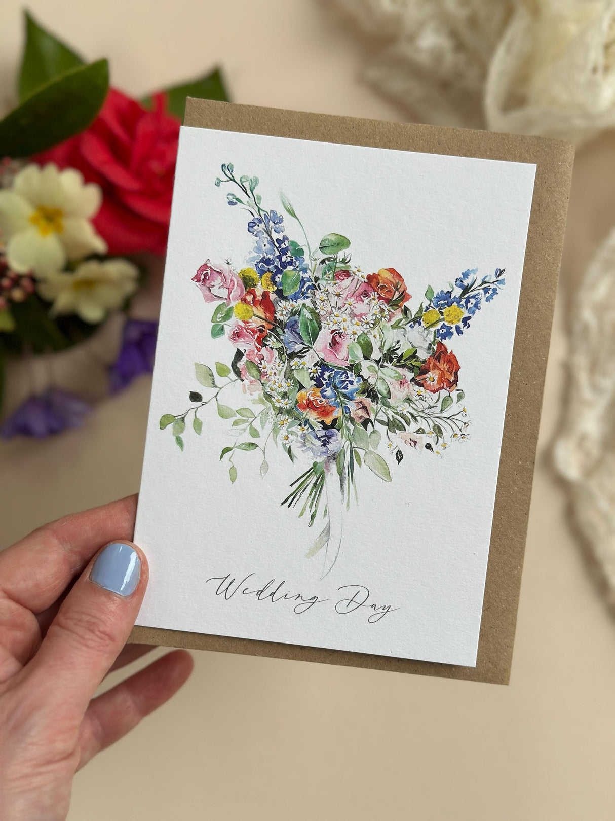 Katie Hipwell Design Floral Happy Wedding Day Card