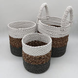 HatiNest Soft Grey Seagrass Storage Baskets - Set of 3