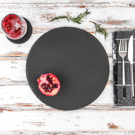 Rinkit Round Slate Placemats Pack of Six - 30cm