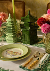 Casa by Josephine Jenno Green Apple Lace Plate Butterfly Side Pudding Plates - Set of 4