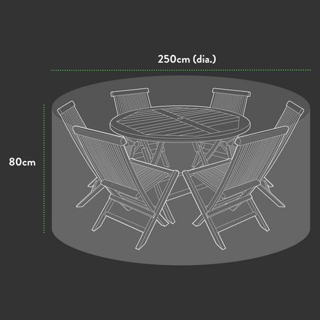 Etree Premium Large 6-8 seater Round Patio Set Cover - 250 (Dia.)X 80(H) cm