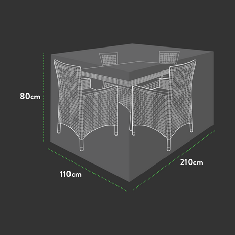 Etree Premium Medium 4-6 seater Rectangular Patio Set Cover - 210 X 110 X 80 (H) cm