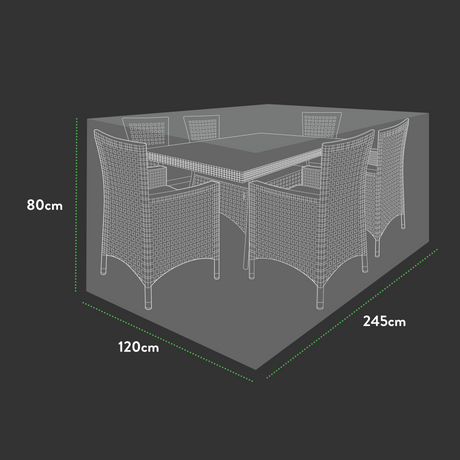 Etree Premium Large 6-8 seater Rectangular Patio Set Cover - 245 X 120 X 80 (H) cm