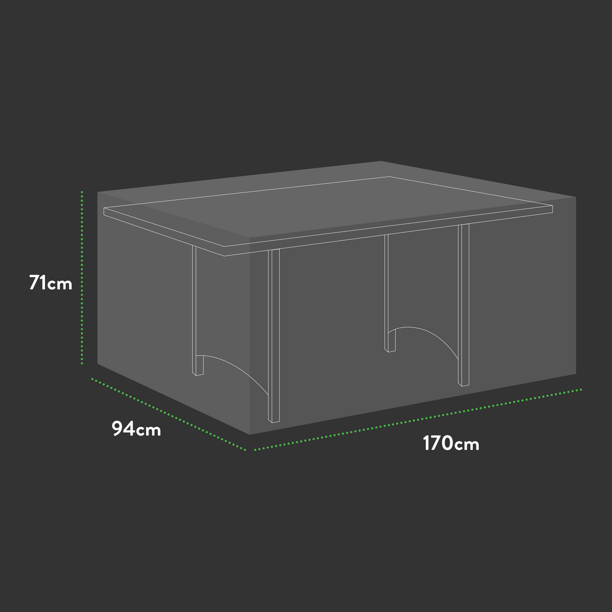 Etree Premium Rectangular 6 seater table cover - 170 X 94 X 71 (H) cm