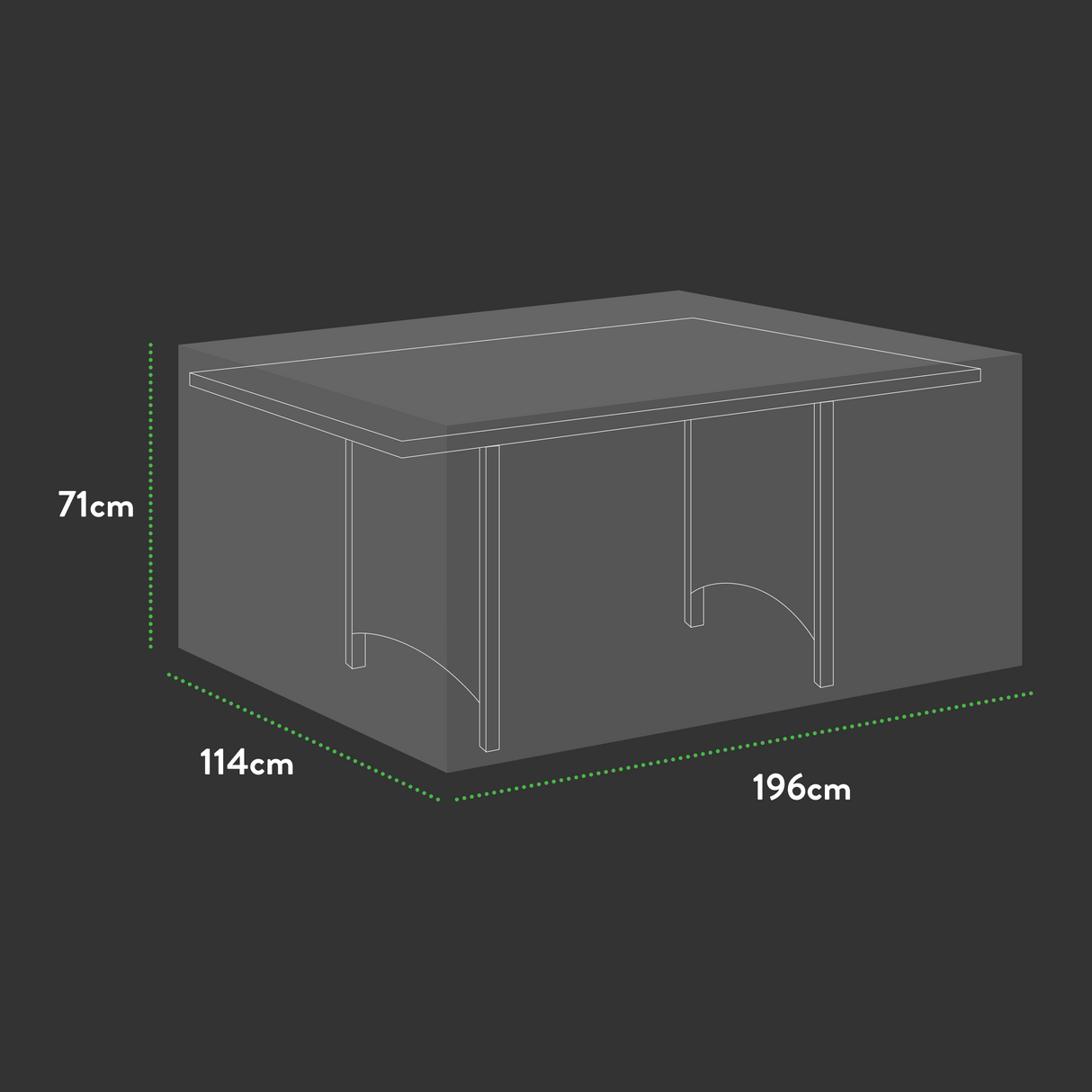 Etree Premium Rectangular 8 seater table cover - 196 X 114 X 71 (H) cm