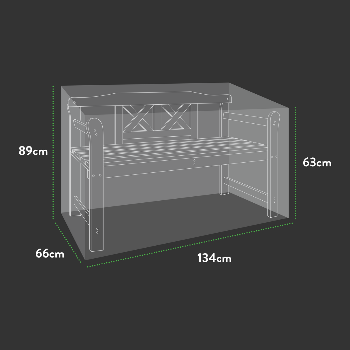 Etree Premium 1.2m(4ft) 2 Seater Bench Cover - 134 X 66 X 63/89 (H) cm