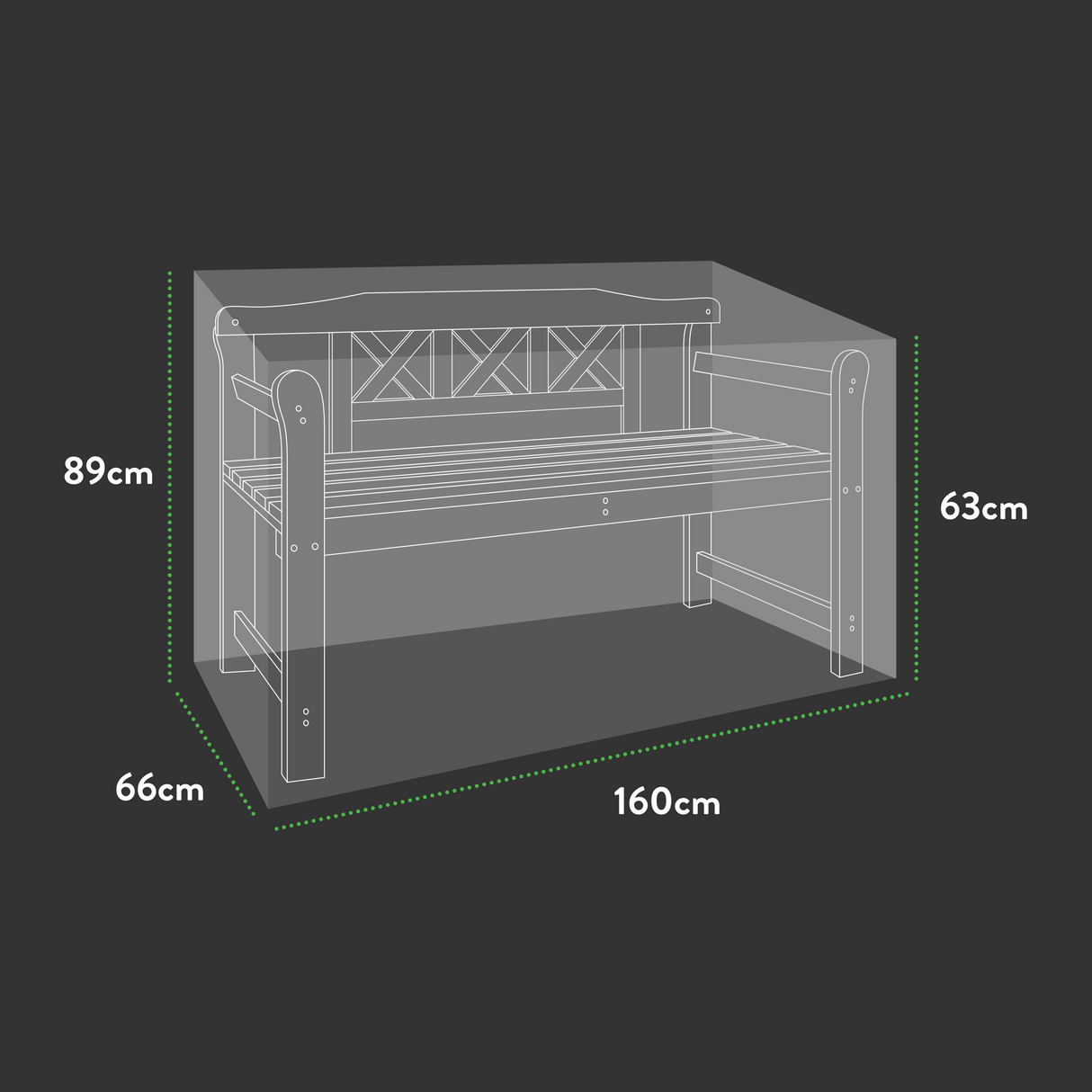Etree Premium 1.5m(5ft) 3 Seater Bench Cover - 160 X66 X 63/89 (H) cm