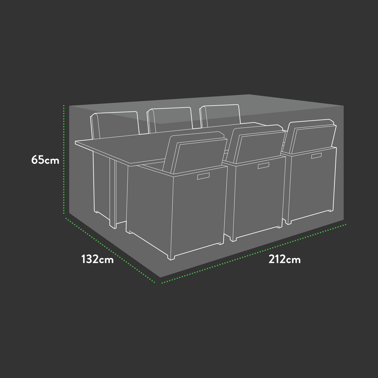 Etree Premium Modular 6 Seater Rectangular Cube Set Cover - 212 X 132 X 65 H