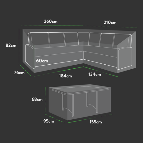Etree Premium Modular L-Shaped Dining Set Cover – Medium
