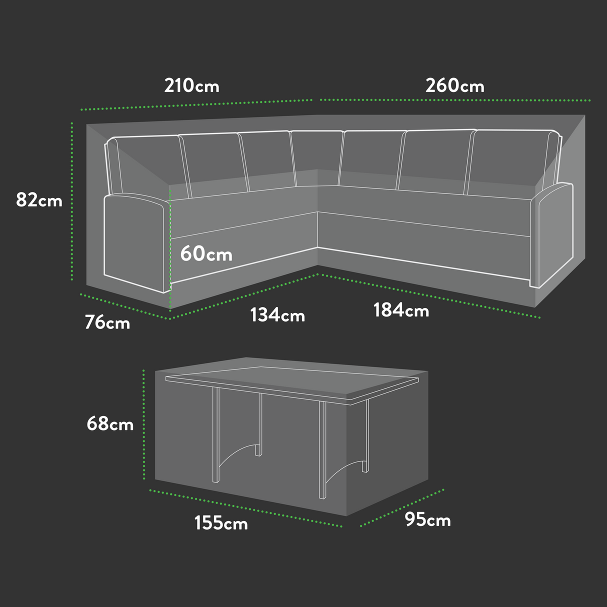 Etree Premium Modular Medium L Shaped Dining Cover (right side long)
