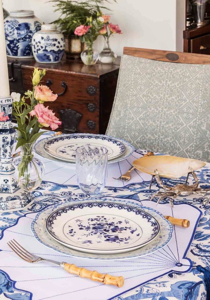 Casa by Josephine Jenno Virginia Blue White Dinner Plates - Set of 4