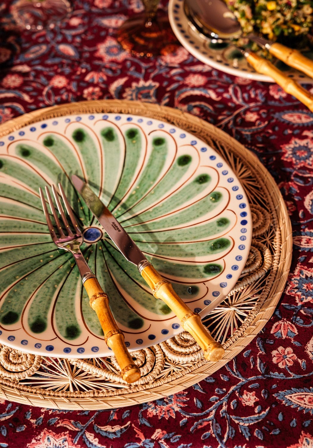 Casa by Josephine Jenno Peacock Dinner Plate - Green