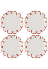 Casa by Josephine Jenno Rosy Red Scalloped Dessert Plate - Set of 4