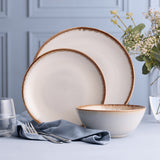 Mason Cash Reactive Stoneware Cream Dinner Set, 12pcs