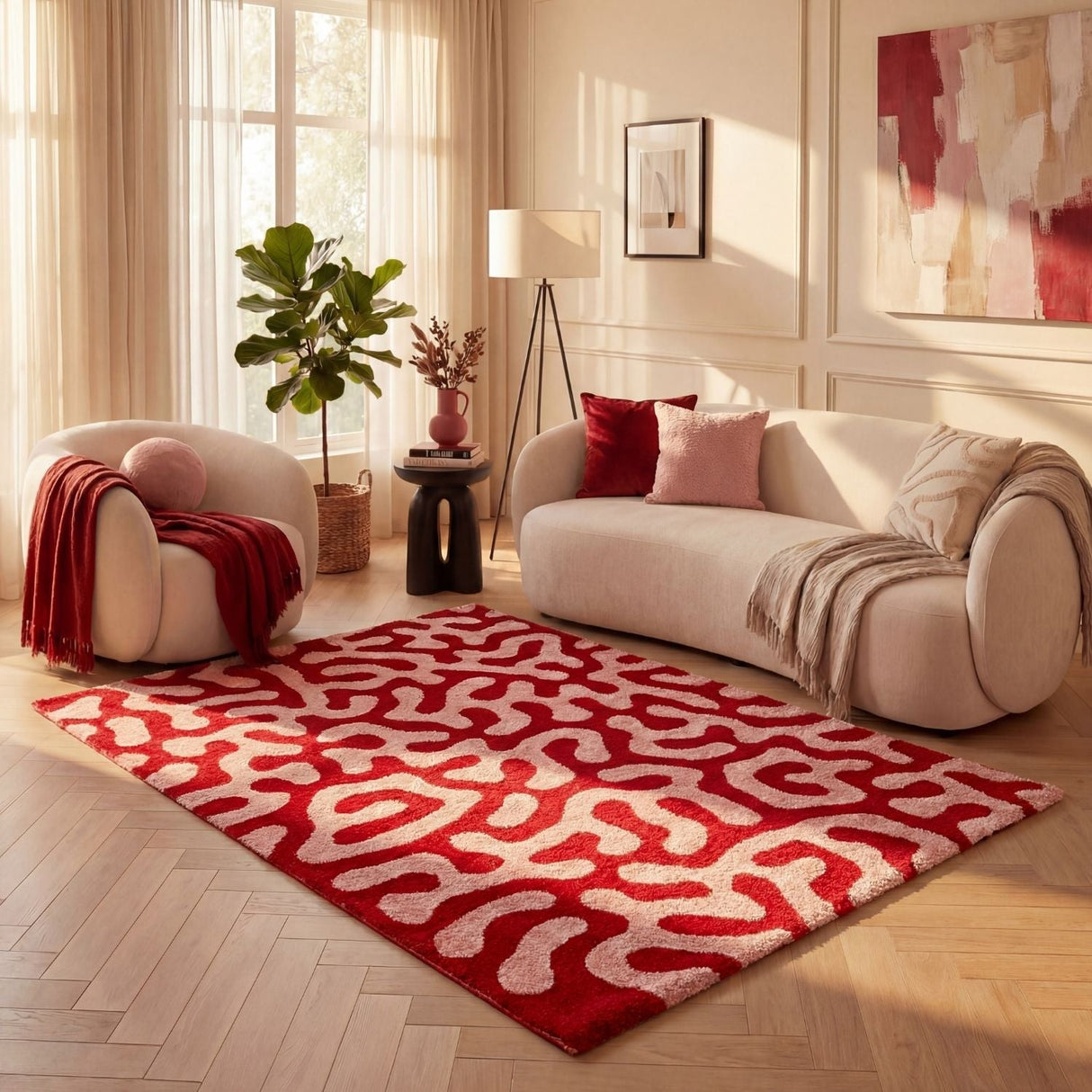 The Rugs Joli Doodle Red Pink Rug