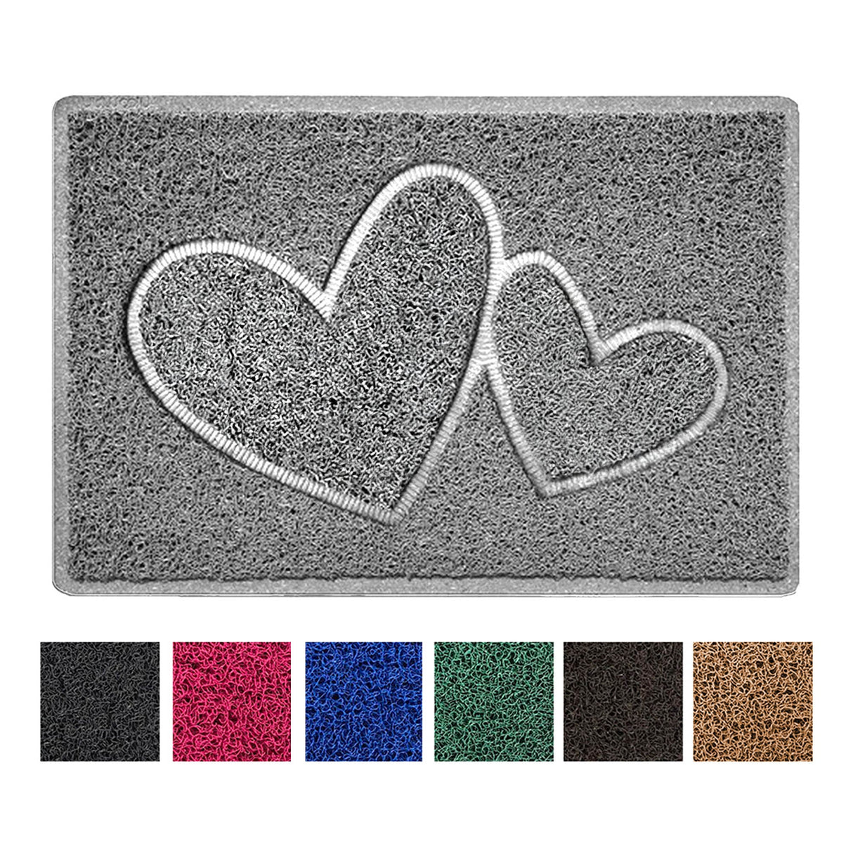 Double Heart Embossed Spaghetti Door Mat Non Slip | Nicoman